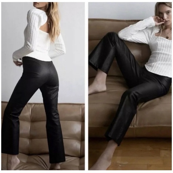 Free People Pants - Free People Cropped Faux Leather Vegan Pants Women’s High Rise Size 8